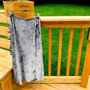 Small soft silver ankle length velvet skirt